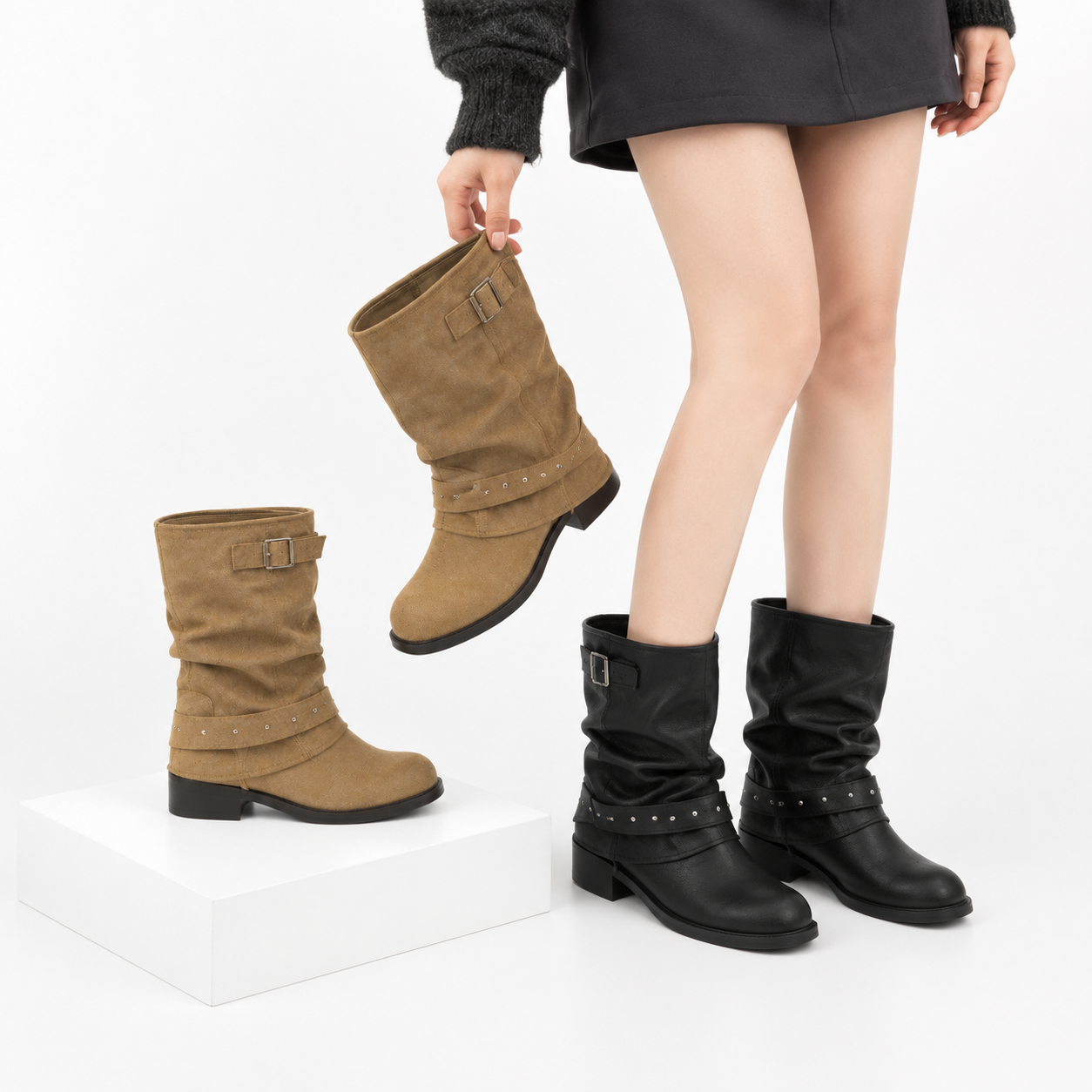 BOTA CORTA CUERINA TELA 26C0051