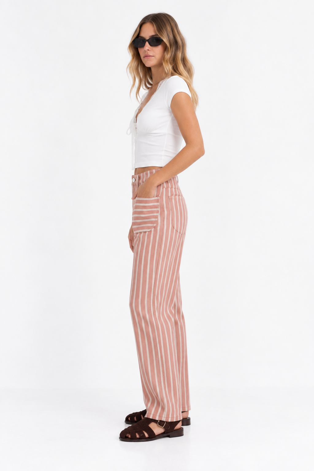 PANTALON RAYADO ROSA 26R0183
