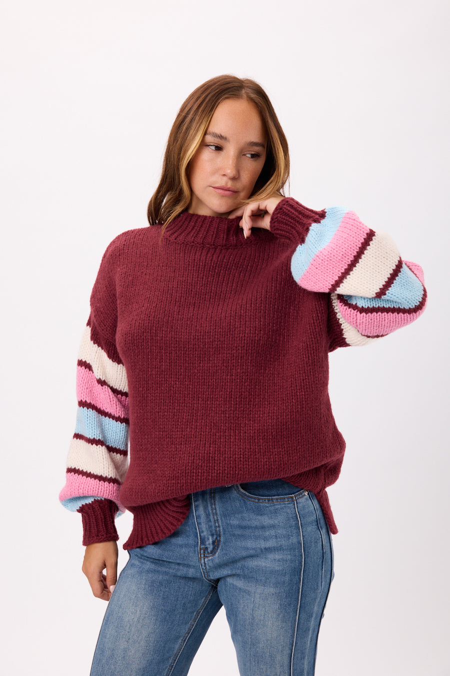 SWEATER PELUCHE MANGAS RAYADAS 25R8245