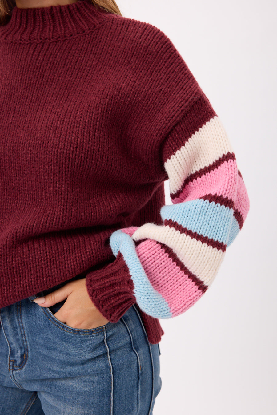 SWEATER PELUCHE MANGAS RAYADAS 25R8245