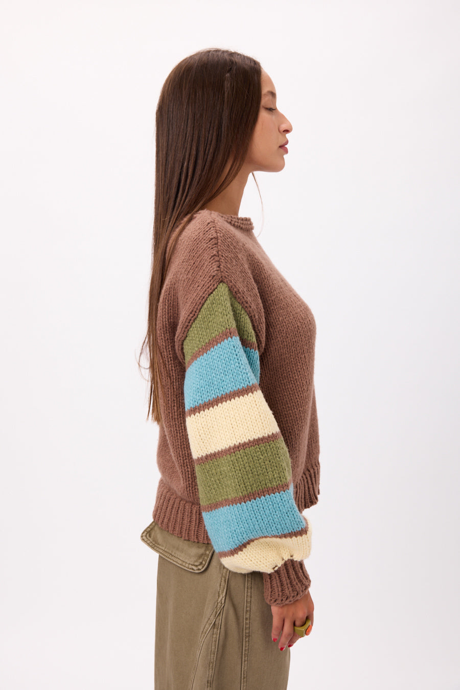 SWEATER PELUCHE MANGAS RAYADAS 25R8245