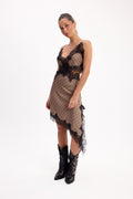 VESTIDO CUADROS ENCAJE 26R0054