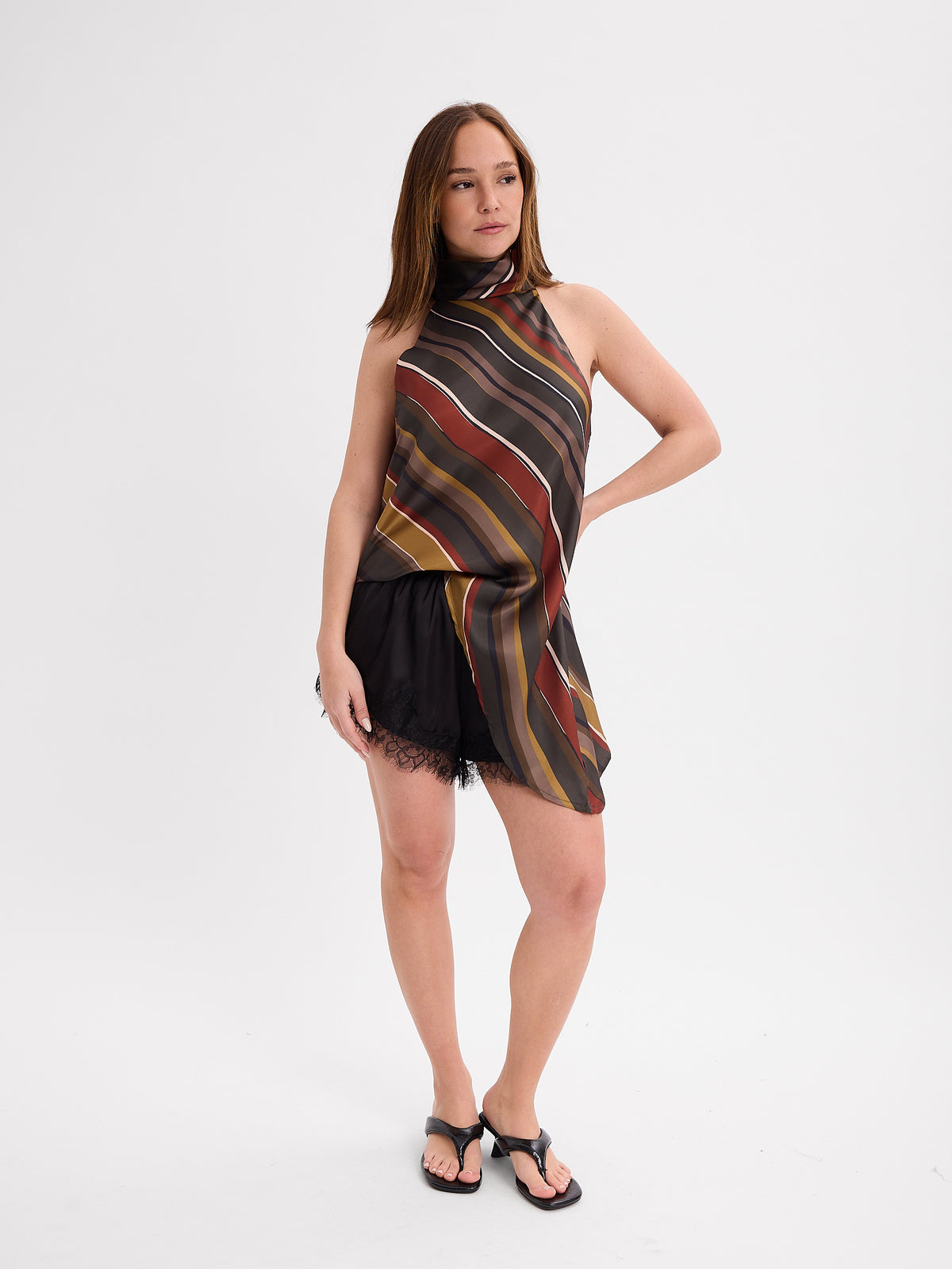 BLUSA CUELLO HALTER RAYADO 26R0148