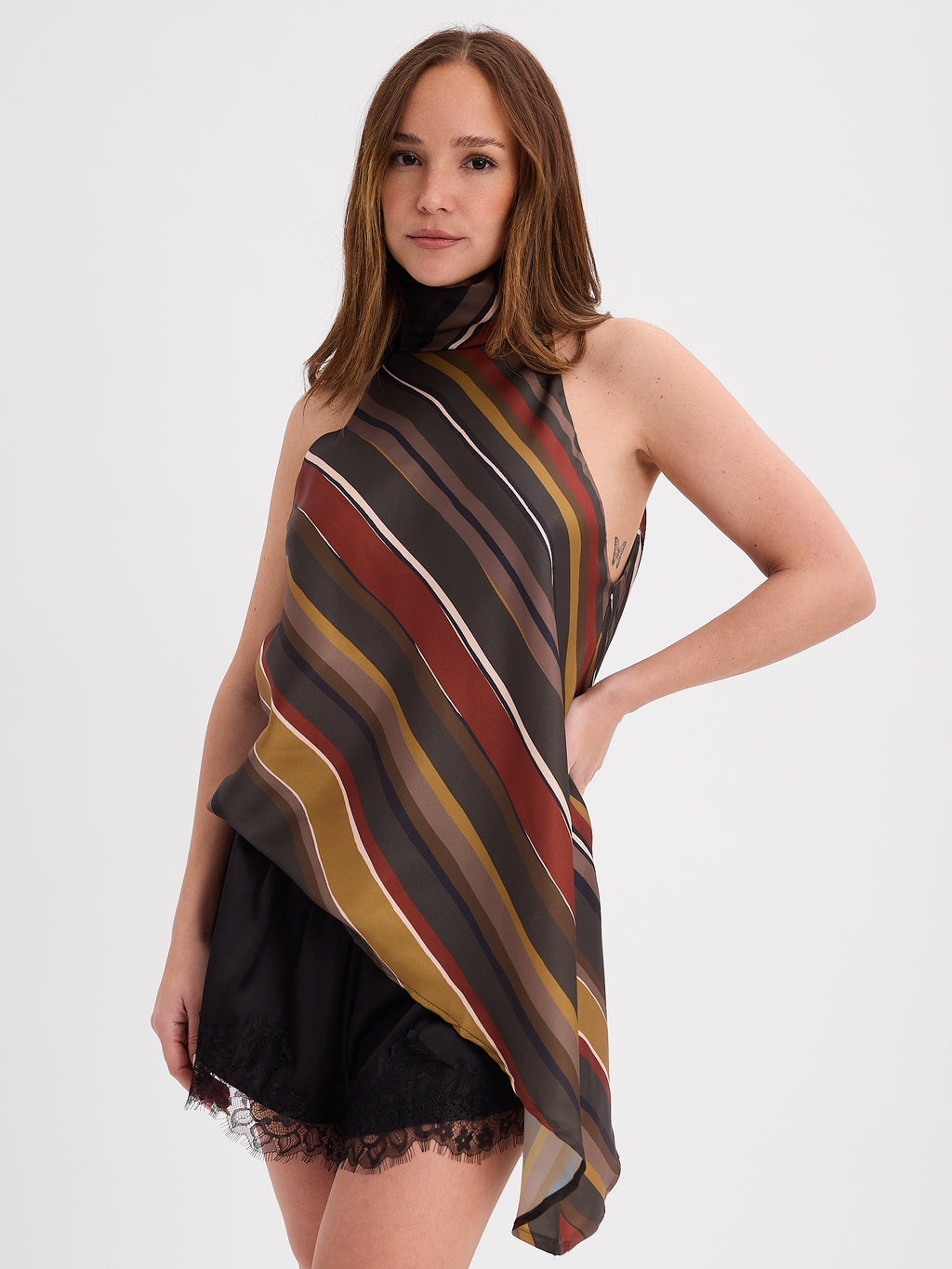 BLUSA CUELLO HALTER RAYADO 26R0148