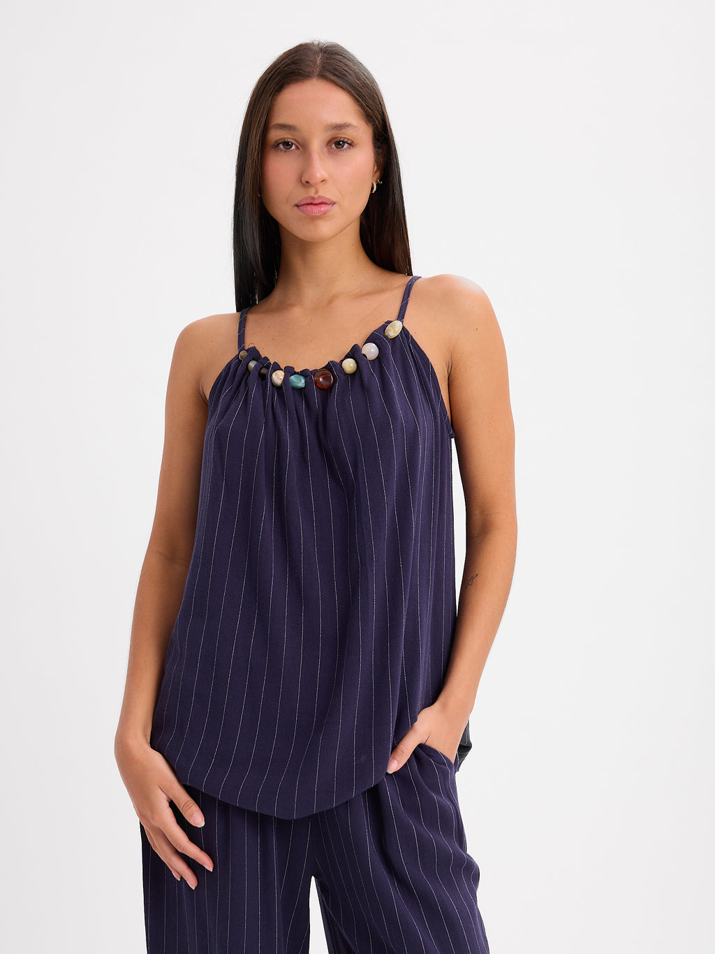 CONJUNTO PANTALON MUSCULOSA RAYADO 26R0113