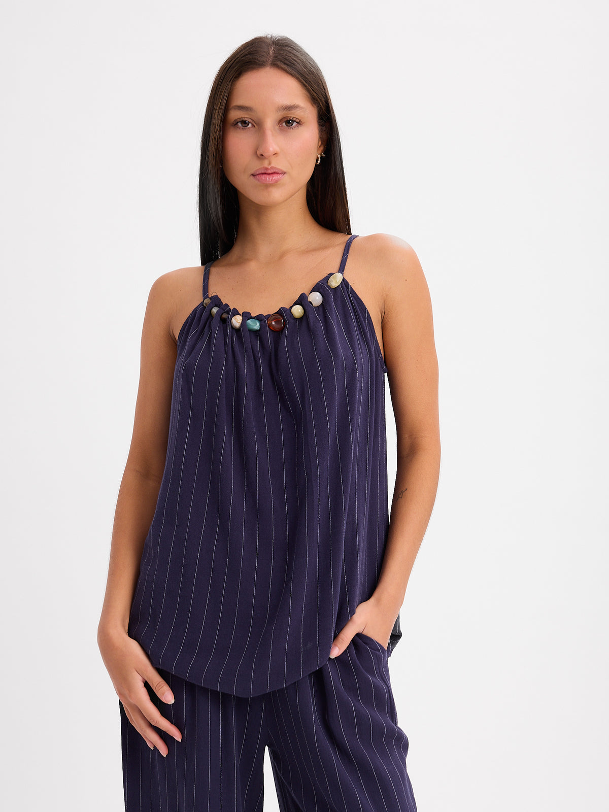CONJUNTO PANTALON MUSCULOSA RAYADO 26R0113