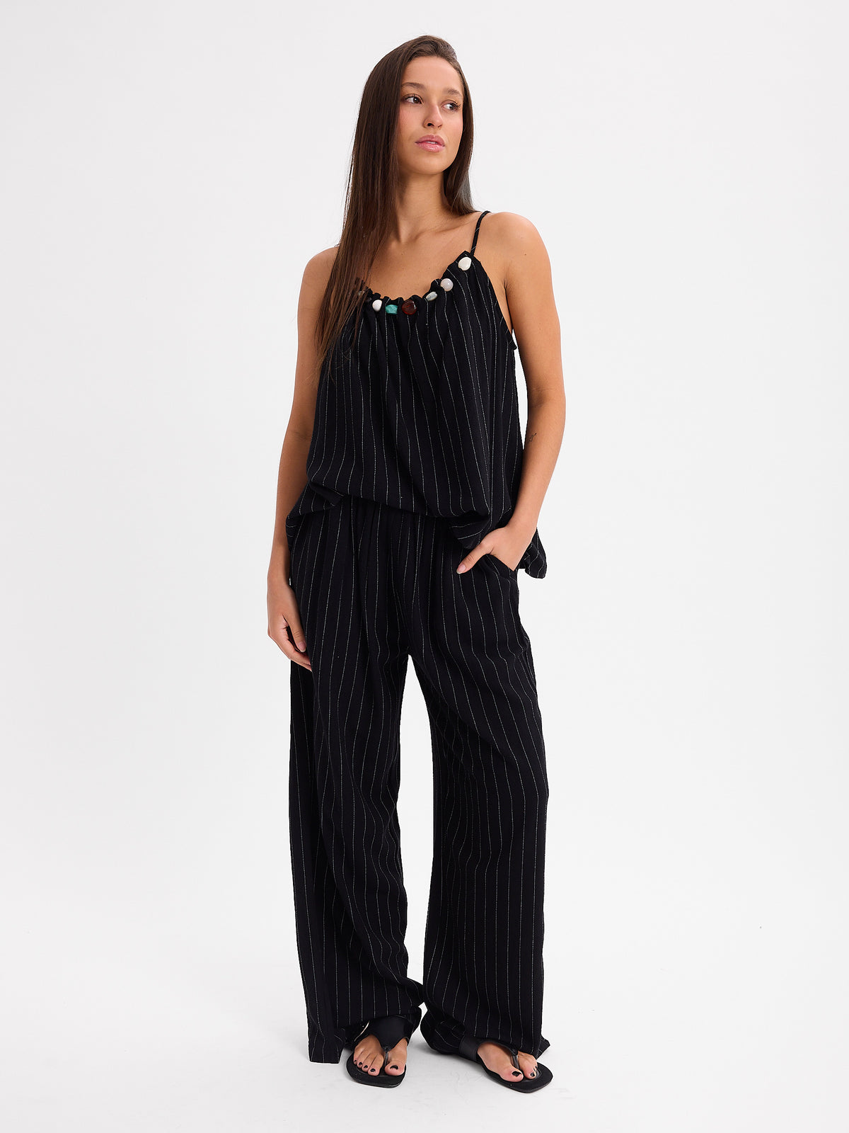 CONJUNTO PANTALON MUSCULOSA RAYADO 26R0113