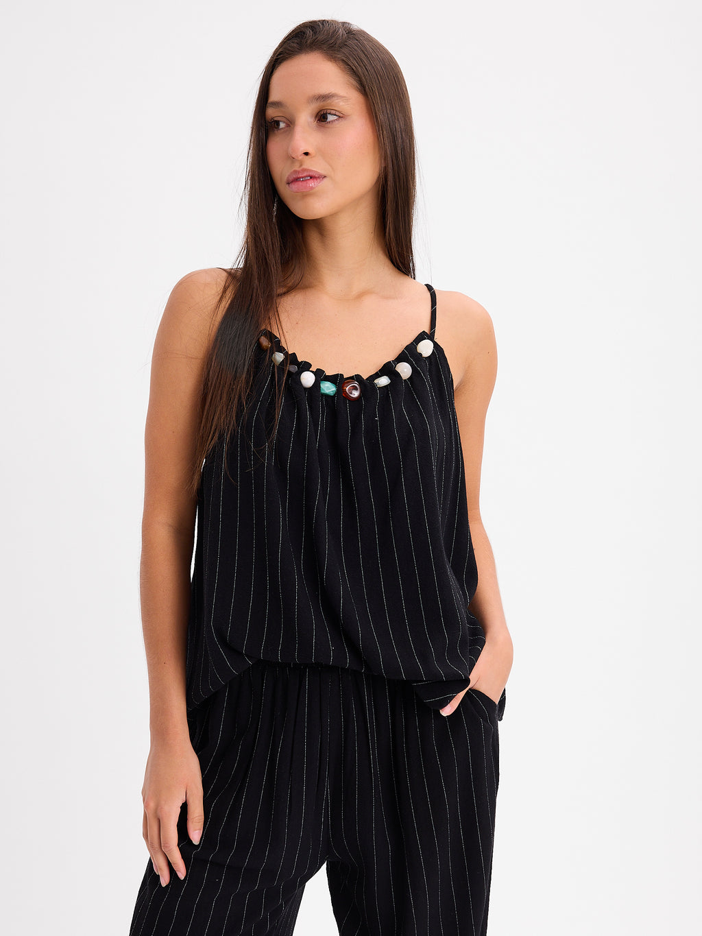 CONJUNTO PANTALON MUSCULOSA RAYADO 26R0113