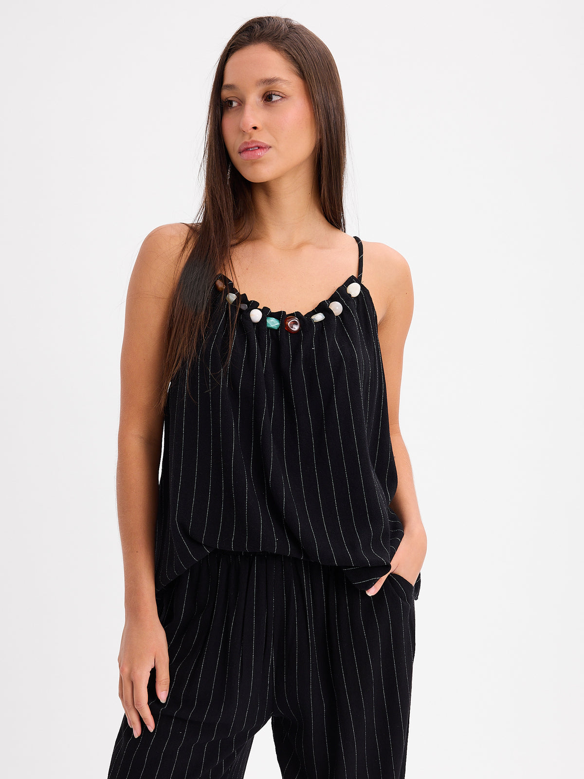 CONJUNTO PANTALON MUSCULOSA RAYADO 26R0113