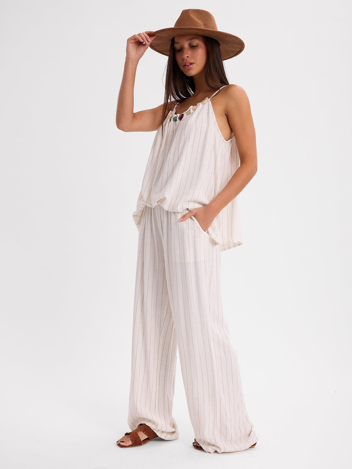 CONJUNTO PANTALON MUSCULOSA RAYADO 26R0113